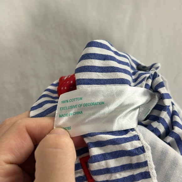 Lil Cactus Blue and White Striped USA Patriotic Applique Jumpsuit -Size 18-24m - Picture 5 of 5